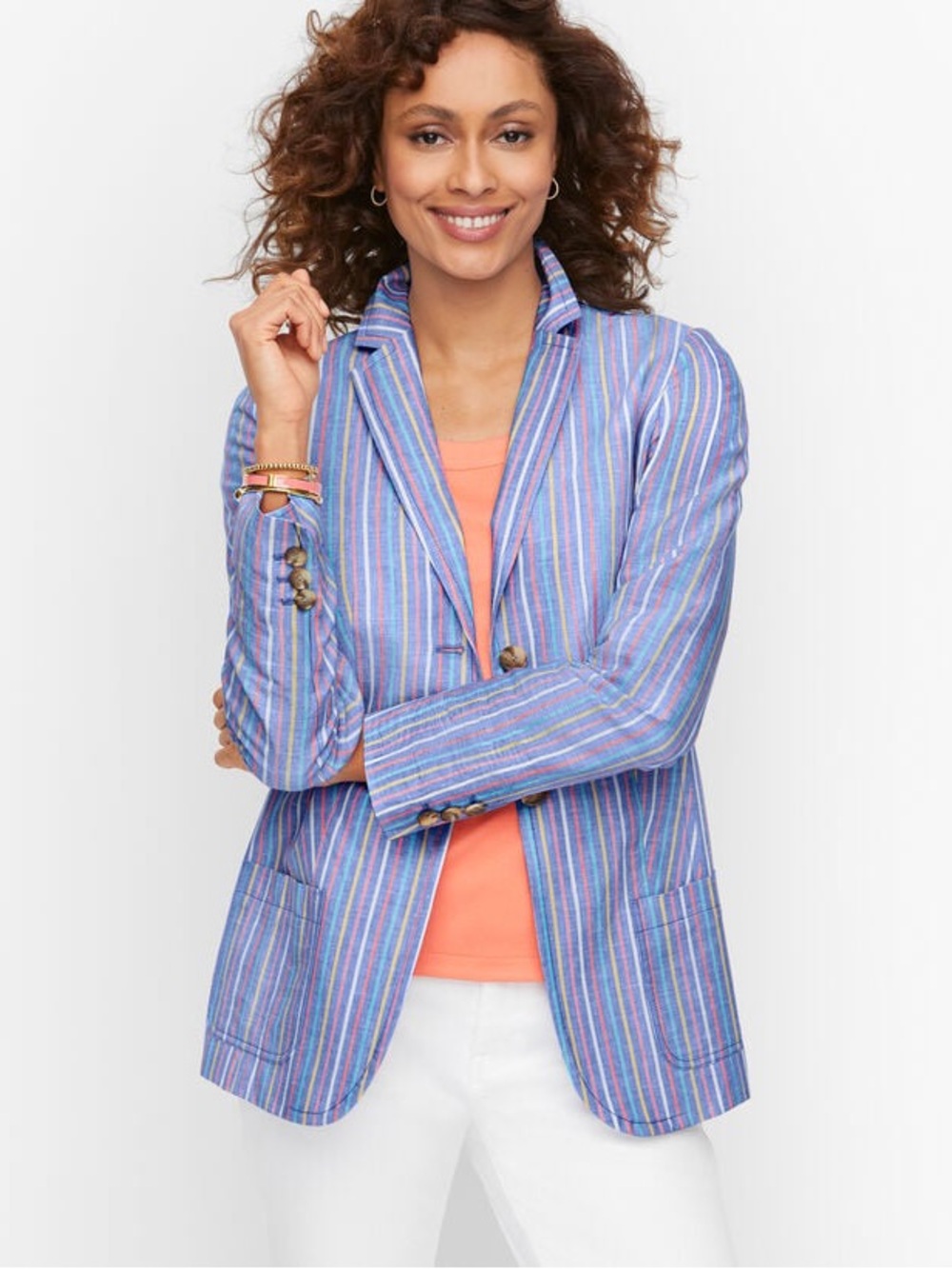 NWOT Talbots CASUAL COTTON BLAZER - SUNSHINE
STRIPE Sz 8P